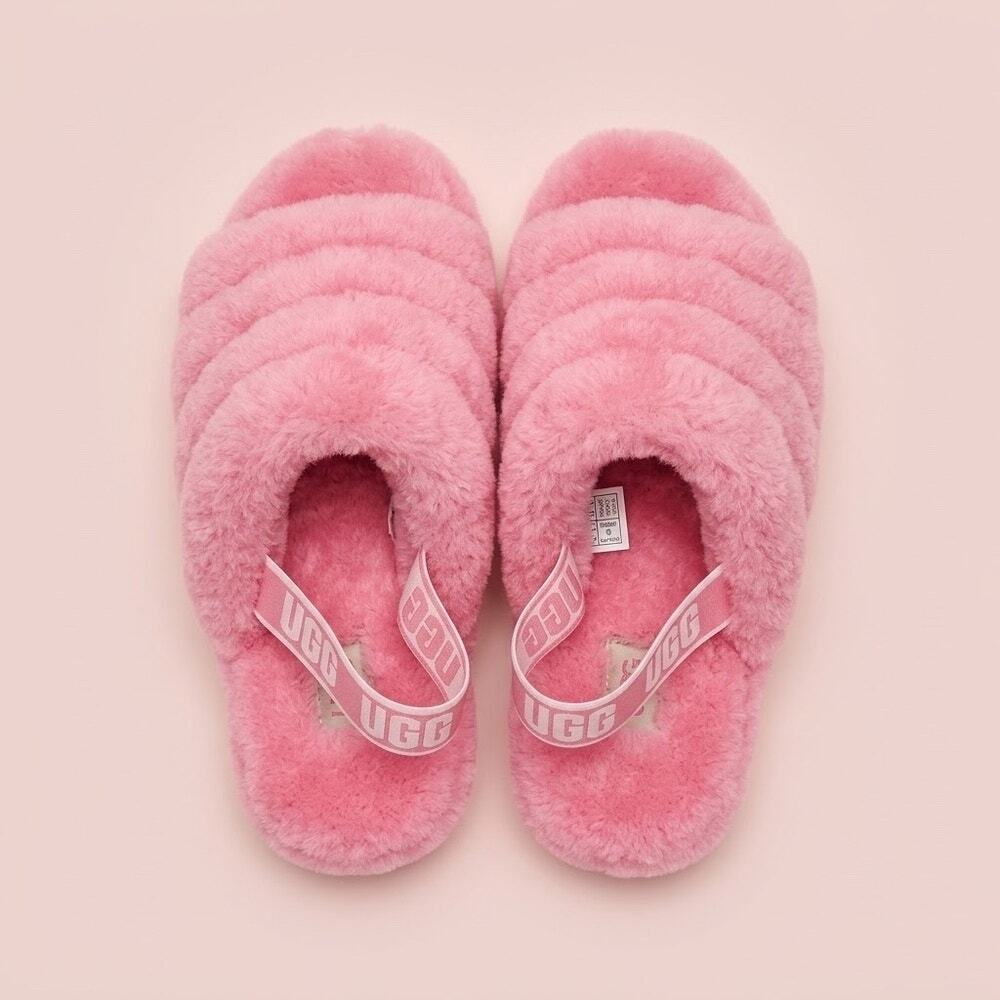 NWT Limited UGG Fluff‎ Yeah Slides Pink Rose Size 9W
